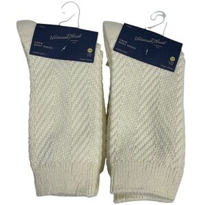 2 Pairs Universal Thread Crew Boot Socks Women's 4-10 Beige Textured Super Soft